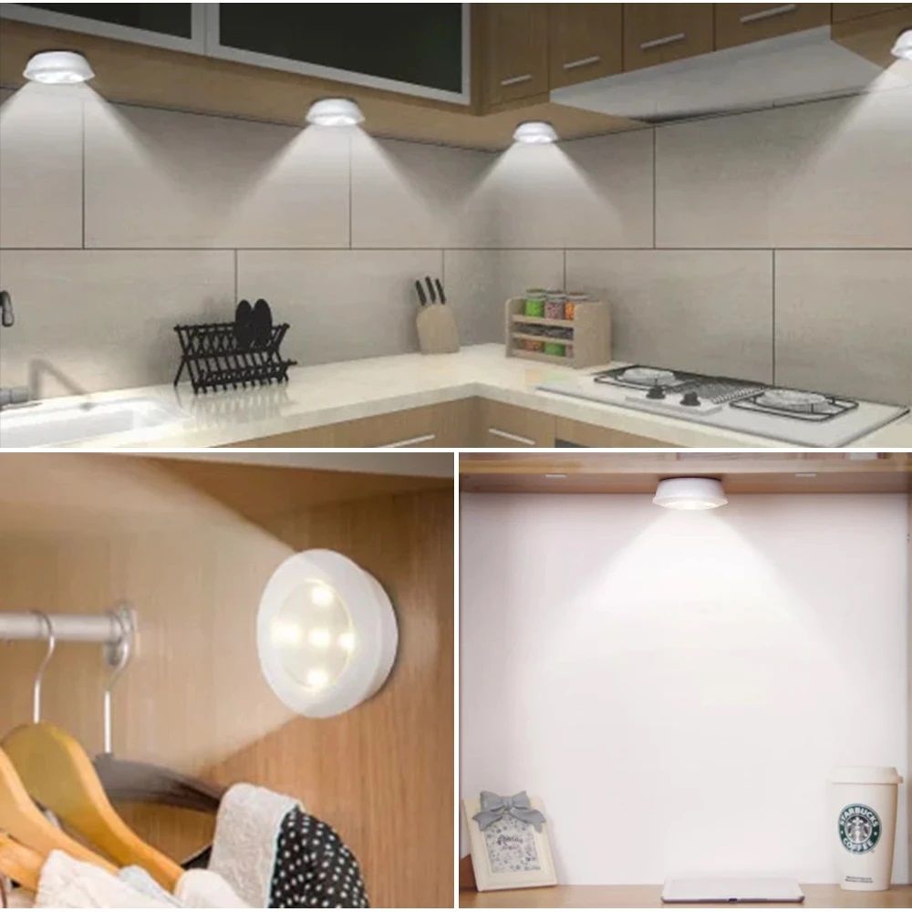 Luces LED Adhesivas 3x1 – Ilumina Armarios y Escaleras – Instálalas en segundos sin cables