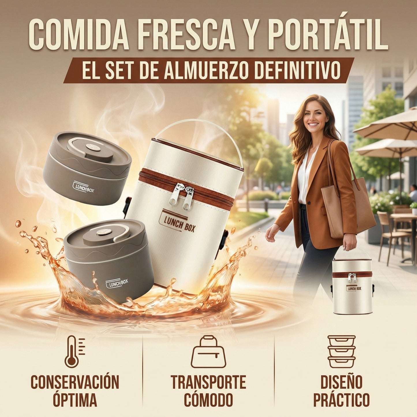 Set Lonchera Térmica de Acero - Mantiene tu Almuerzo Seguro - Ahorra en 30 Días