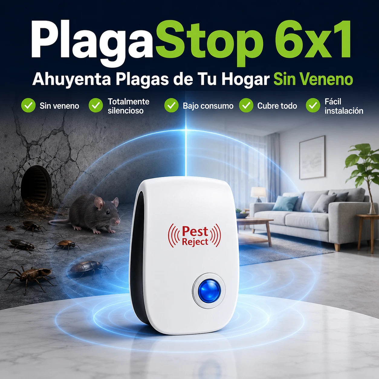 PlagaStop 6x1 - Ahuyenta Plagas de Tu Hogar Sin Veneno