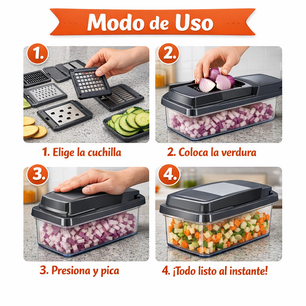Picadora de Verduras 16 en 1 – Corta y Pica en Segundos – Cocina Rápida y Sin Esfuerzo