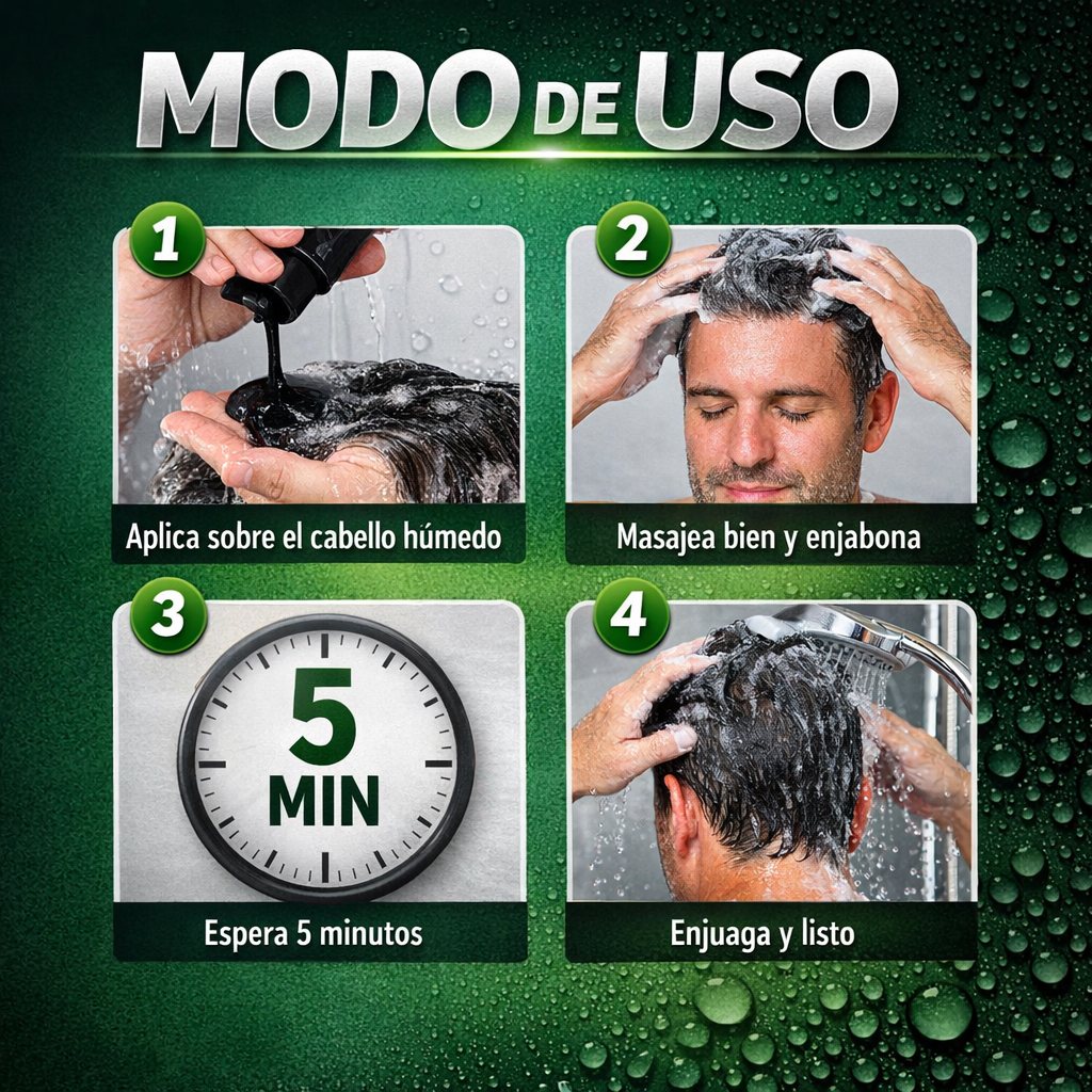 Shampoo Color 3 en 1 - Oscurece Canas Fácil - Resultado Natural Desde el Primer Uso