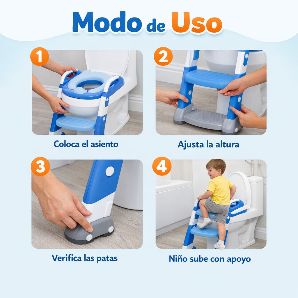 Asiento Escalera Infantil - Entrenamiento Seguro - Independencia en Semanas