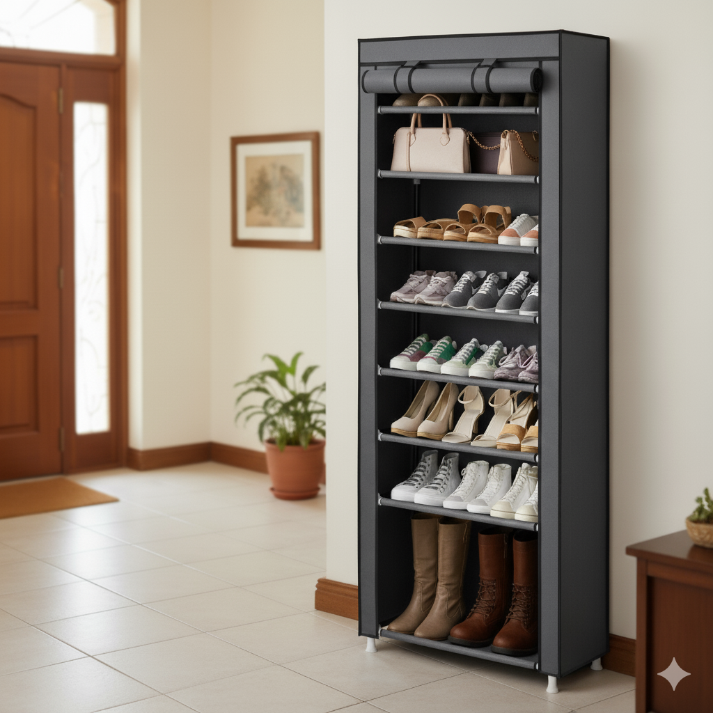 Zapatero Vertical 9 Niveles – Ahorra Espacio y Mantén Tu Hogar en Orden en Minutos