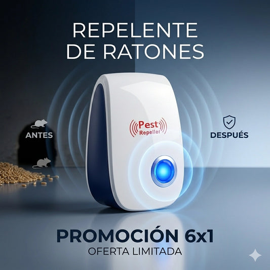 Repelente Ultrasónico 6x1  – Ahorra Tiempo y Esfuerzo – Mantén tu hogar libre de ratones en solo días
