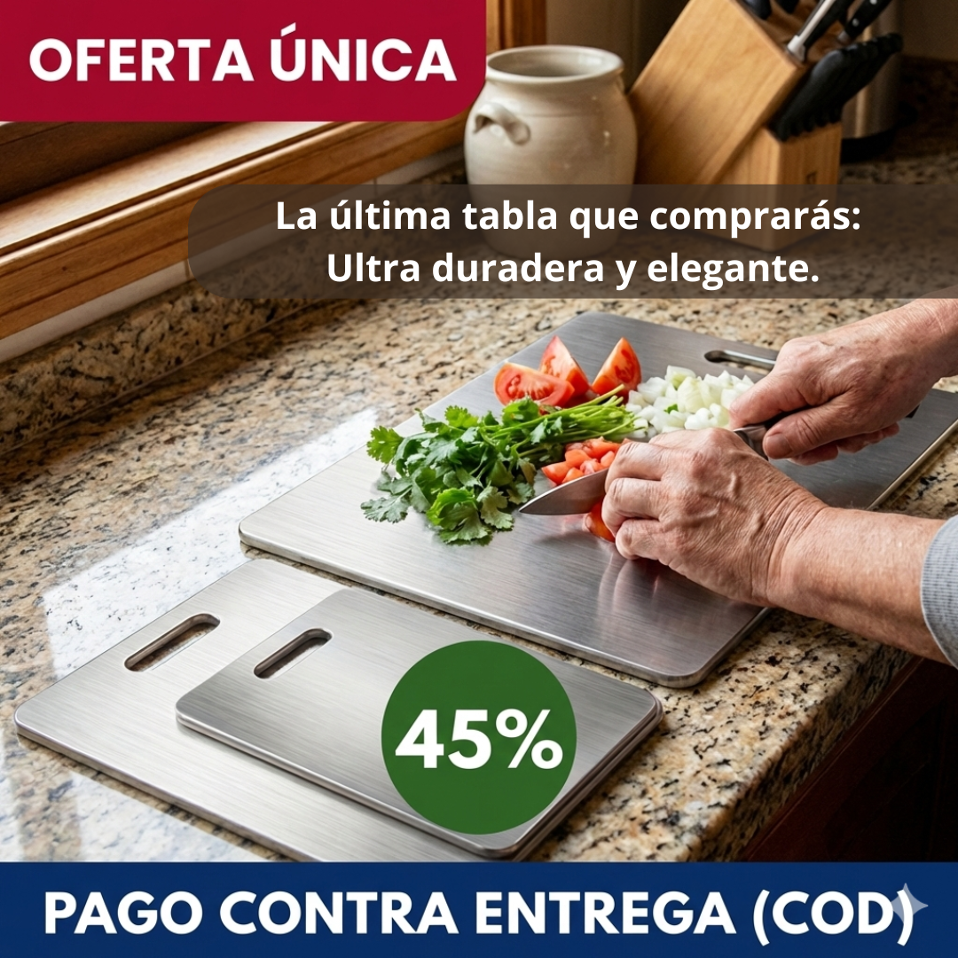 Set 3 Tablas de Acero - Corte Higiénico - Cocina Segura Desde el Primer Uso