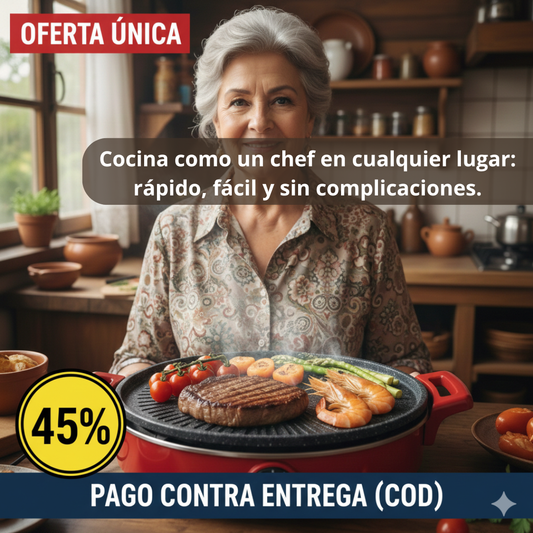 Sartén Eléctrico Parrilla – Cocina Sin Humo – Disfruta Asados en Minutos