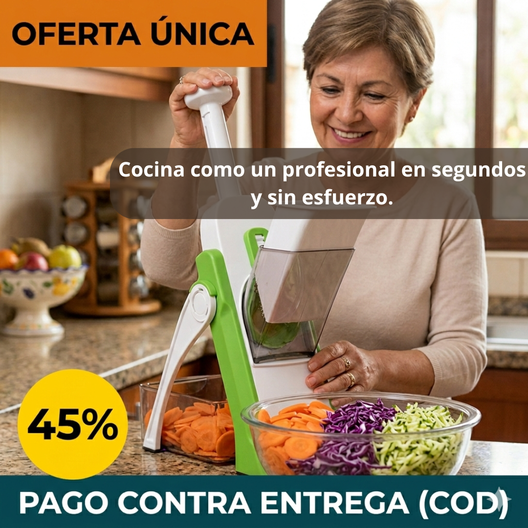 Procesador Manual 3 en 1 – Corta y Ralla Fácil – Cocina Lista en Segundos