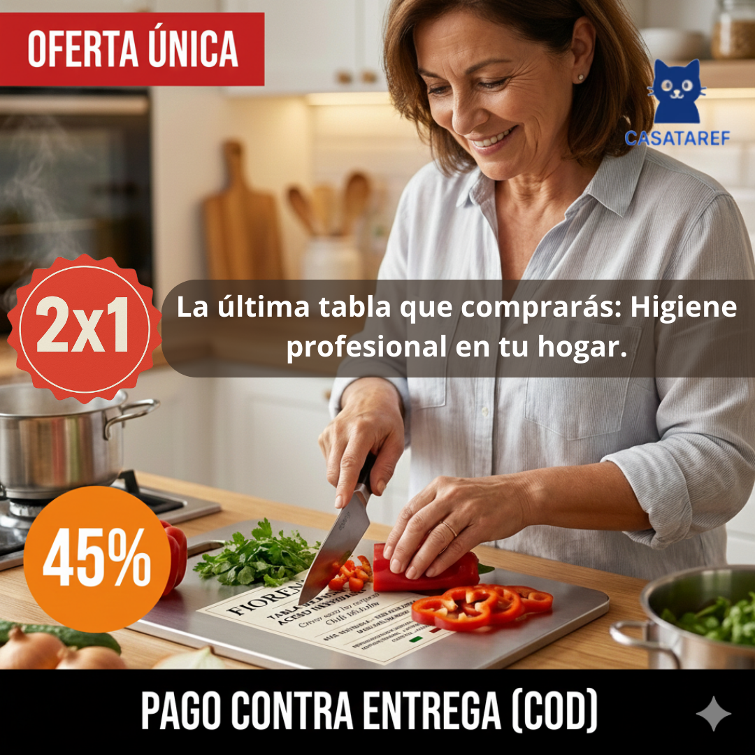 Tabla de Picar de Acero Inoxidable 2x1  – Higiene Total – Cocina Limpia y Segura Todos los Días