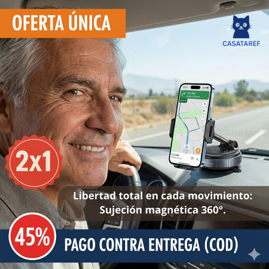 Soporte Magnético 360° para Celular 2x1  – Conduce Seguro – Mantén el Teléfono Firme al Instante