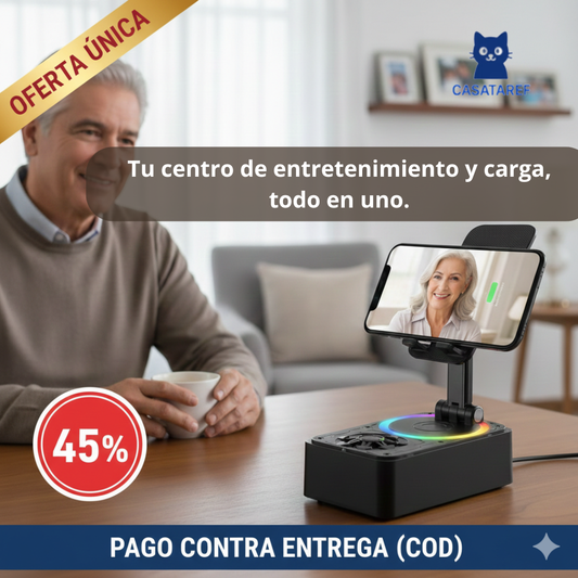 Soporte para Celular con Altavoz Bluetooth – Sonido Claro y Manos Libres al Instante