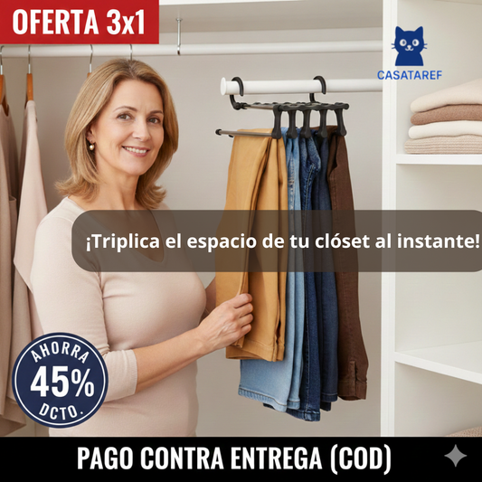 Armador de Pantalones 5 Espacios – Ordena tu Clóset – Más Espacio en Minutos