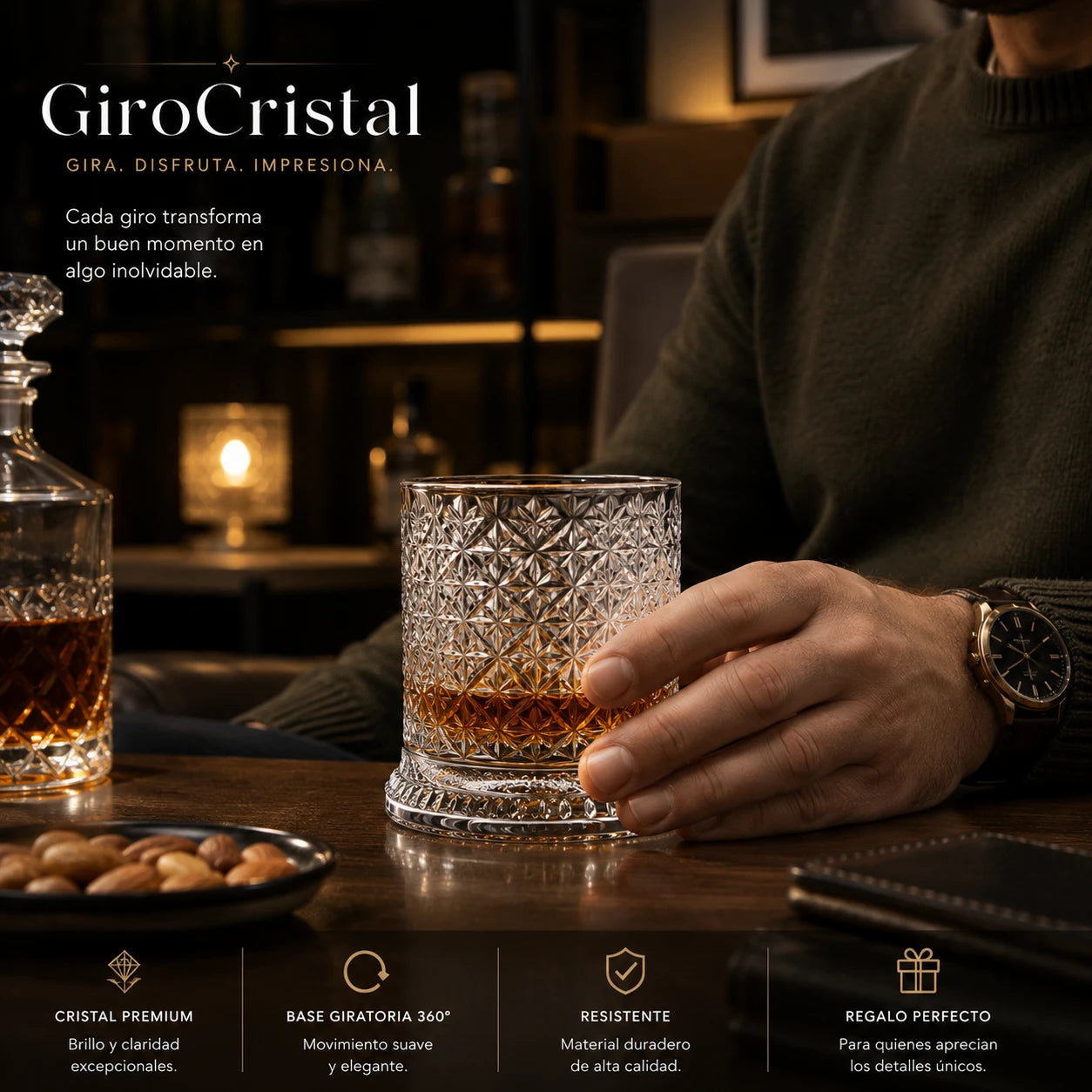 GiroCristal – Vasos de Whisky Giratorios con 30% OFF